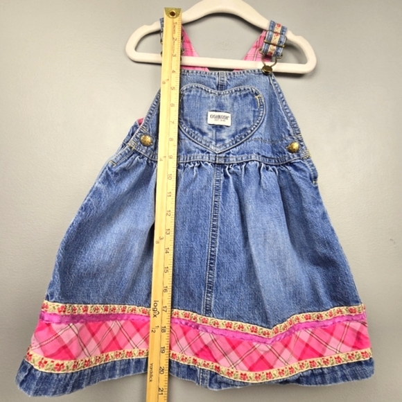 OSHKOSH B'GOSH Jean‎ Overall Patchwork Dress Blue Pink Girls Size 2T - Picture 9 of 9